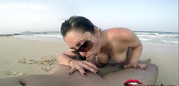  passionate fucked ends in creampie on public beach  Miriam Prado